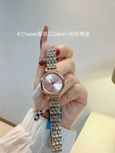 钢带 香奈儿时尚最新款简约时尚时装表精美名媛气质.耐磨镜片.. 石英机芯多种颜色选择 尺寸24Mm