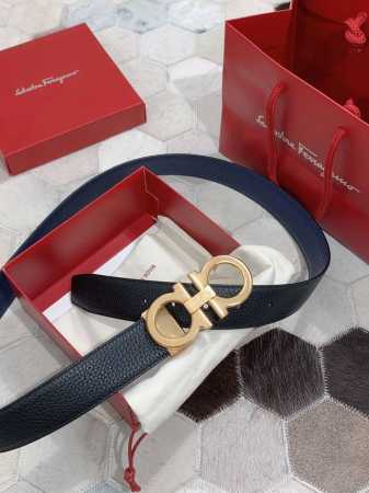 特 Salvatore Ferragamo菲拉格慕 3.5Cm高级定制款男士皮带 自行选择搭配 双面头层牛皮，真材实料 很有质感 时尚经典不失风范 可自行裁剪. - 点击图像关闭