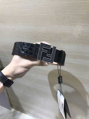 特 配送专柜包装 打孔针 新款 Fd 宽38Mm 支持Nfc 芯片扫描，标志造型 皮带，原版亚克力黑方钻扣，进口原版石头纹配制树膏磨砂，高端大气，镀金表面金属制
