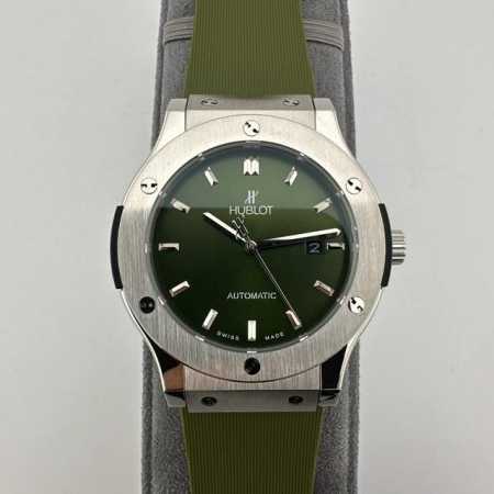 Hb恒宝 宇舶经典融合42Mm，原版开模，新高度1，表壳A采用原装一致的正面拉丝工艺，侧面抛光打磨，使整表体现完美的质感，双面防反光蓝宝石水晶镜面2，表带采用正 - 点击图像关闭