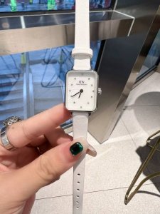 Dw 新品低调奢华女款，钻面小方表 石英机芯，合金材质与白金电镀，整体质感和气质都变了，精致感upup搭配小巧壳形，上手效果完美！尺寸26Mm双按扣 牛皮表带