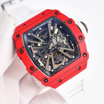 升级V3 最高版本 理查德 米尔 Rm12-01 Rm8 一体陀飞轮腕表，材质均为碳纤维与石英纤维材质表壳，分别三种颜色款式：纯黑碳纤维、碳纤维+红色石英纤维、