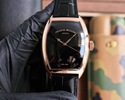 金+20 法兰克 穆勒 Franck Muller 55*42*13Mm 全自动机械机芯 双面小牛皮原装针扣 酒桶形拱桥状壳 烈日之下 万众瞩目