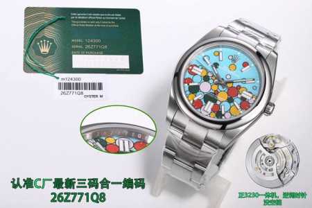 统一价： Clean 劳力士 泡泡面rolex 蚝式恒动系列124300定制版3230一体机，三码合一附带nfc感应卡，腕表编码26Z771Q8，腕表扣码u9G - 点击图像关闭
