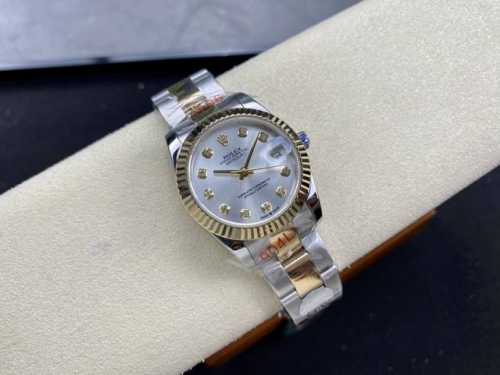 女款 劳力士Rolex 单历 日志型31Mm 直径 31Mm 机芯 搭载全自动机械机芯 圈口 劳力士Ringcommand三角坑纹 光圈 钻圈 镜面 防刮蓝宝石