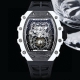 Richard Mille 理查米尔 Rm21-01系列 搭载全自动进口机械机芯 尺寸40X50X16Mm 碳纤维材质打造的表圈和表柱作为架构支撑，进一步加固其