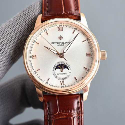 白壳 金壳 2024百达翡丽patek Philippe士腕表 名典腕表月相系列,秉持了百达翡丽的一贯传统 更唯美的结合了6字位日历与被表友热捧的日月星相 无论