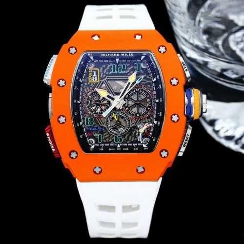 Richard Mille Rm65-01全新颜色 活力黄色 蓝色 全新工艺时尚更前卫镂空设计最新特别款 精品男士腕表 高端矿物质防刮镜面玻璃，配置316L精钢