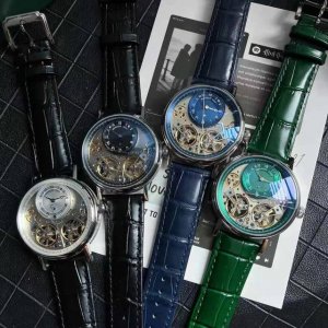 白 金810品牌: 宝玑 双飞轮新品，商务休闲 奢华大气类型：精品男士腕表 新品 表带：真牛皮表带 舒适 316L精钢表带 耐用 机芯:高级机械机芯 稳定 材料