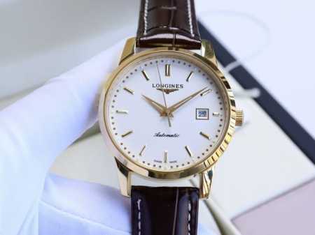 白 金 浪琴-Longines 复古系列 再次升级版本 多次反复修缮至完美 极致严格的质量保证。确保采用原版式抛光和拉丝工艺，高硬度水晶镜面，更加透彻明亮，典雅 - 点击图像关闭