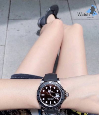 Rolex劳力士 游艇名仕型 自动机械机芯 防水 日显 18K白金 男表 瑞表 42Mm 黑色表盘 18K白金表壳 橡胶表带