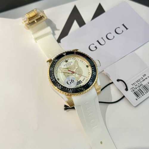 白壳 金壳 升级版 原单品质 值得信赖 古驰 Gucci新款中性潜水表 时尚不失大气 男女皆宜 40 Mm表径 以品牌标志性 猫 图案和夜光显示为表盘 应用不锈