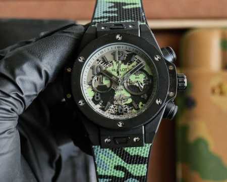 恒宝 Hublot 大爆炸系列 316精钢原装壳套 水晶防刮镜面 采用进口硅胶胶带佩戴舒适 原装精钢折叠表扣 进口0S机芯计时精准 运动跑秒计时功能 直径48M - 点击图像关闭
