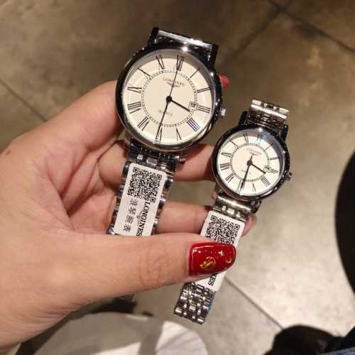 浪琴-Longines 经典情侣对表，拱形玻璃镜面 316精钢表带，搭载进口石英机芯，尺寸：男40Mm 女32Mm，厚度12Mm，经典重塑，非凡魅力。