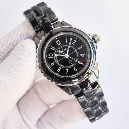 Sj出品 光面 钻面 超级陶瓷新品 Chanel 香奈儿 J12系列33Mm Cm2 腕表！女神福利，匠心之作 年度巨制！ 最新版本细节 1表壳尺寸而原版一致， - 点击图像关闭