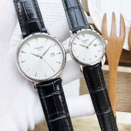白壳 玫壳 钢带+20 天梭tissot 最新情侣款，原装进口石英机316L精钢表壳 矿物质超强玻璃镜面 进口真牛皮表带 精钢表带 女款直径30Mm厚8M男款直 - 点击图像关闭