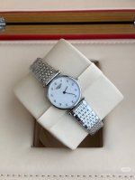 浪琴嘉岚系列，石英机芯女士腕表，表径24Mm，整表全精钢材质，白色珍珠贝母盘面，钻石刻度，公价16640，全套附件齐全，型号：L4.209.4.87.6