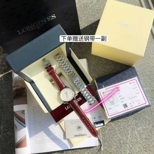 顶级牛货 浪琴 名匠真钻款 原装 百年经典 超薄设计风格呈现佩戴者腕上十足的简约品质 原装美洲鳄鱼皮表带 赠送钢带 表径40Mm 银色三折式安全表扣和按压式开启