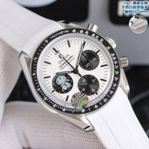 Or厂出品，质量保证，老字号工厂P，口碑款式，最新配重版本！原装重量，欧米茄 Omega 最新定制，牛奶白色高级橡嗯胶带款式，超霸系列 全新Omg超霸“史努比奖