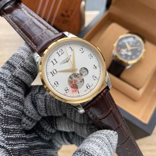 皮带款金白同价 钢带款金白同价 浪琴 Longines 商务休闲男士机械腕表 进口 8 机 3针飞轮 316L精钢壳套 蓝宝石玻璃镜面 40Mm 厚度12Mm