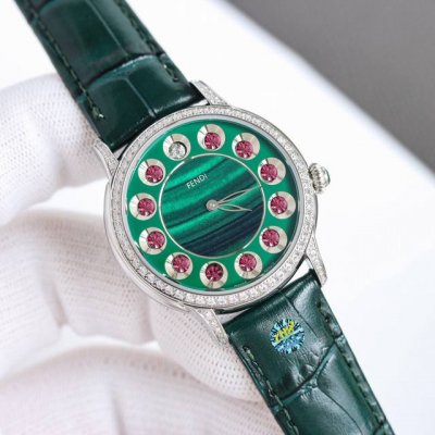 最新25款 转运时来运转：限量版 芬迪Fendi Crazy Carats疯狂克拉系列变色女士腕表，独特滚动设计，一组7种不同宝石搭配色彩变幻美仑美奂，设计优美