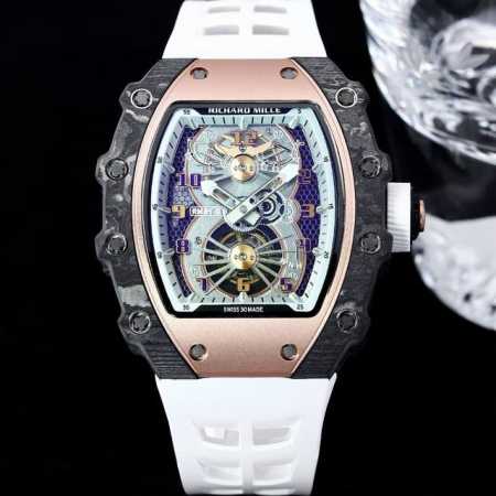 Richard Mille 理查米尔 Rm21-01系列 搭载全自动进口机械机芯 尺寸40X50X16Mm 碳纤维材质打造的表圈和表柱作为架构支撑，进一步加固其 - 点击图像关闭