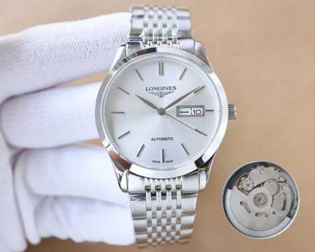 浪琴-Longines 精品男士腕表大三针双历设计，尊贵大气，绅士风范，卓越品质，热卖全城。采用进口日本机械机芯，顶级316精钢表壳，蓝宝石超强镜面，尺寸40M - 点击图像关闭