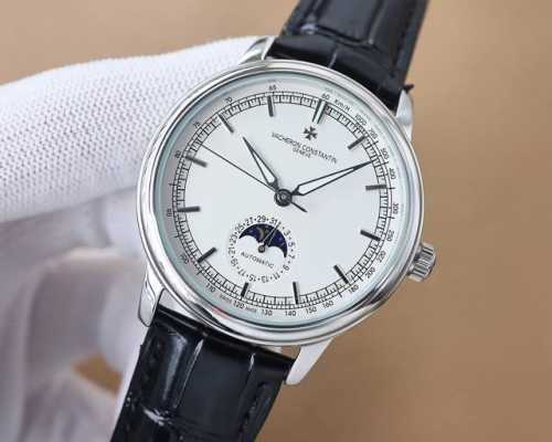 白 -金 Tw江诗丹顿 Vacheron Constantin 传袭系列男士腕表！全新复杂日月星辰多功能腕表，超强夜光。搭载原装进口2824-2自动上链机械机芯
