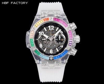 Hbf Factory 恒宝Hublot 宇舶表年度最佳复刻作品 宇舶Big Bang系列411.Jx.4802.Rt“全透明腕表” 精彩细节 1.还原正品表盘