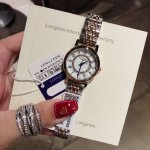 白钢 间玫钢 浪琴 Longines 系列腕表 简约时尚 最佳单品 进口石英机芯 数字面 纯天然珍珠贝母表盘 搭配经典三针设计 3字位日历显示 双卜拱形抗耐磨玻