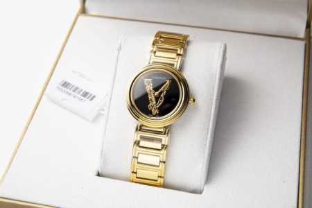 范思哲 Versace 绿色表盘钢带石英女士腕表 28Mm 独特风范 设计出众巴洛克virtus雕饰 每一丝纹理都蕴含着优雅与不不羁浑然天成，蓝宝石镜面，搭载原 - 点击图像关闭