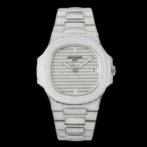 Amg 百达翡丽满天星 满钻 Patek Philippe 最新大镶钻圈口，Pp百达Nautilus 5711 白金鹦鹉螺系列腕表。全新升级版本 双排大钻圈口，