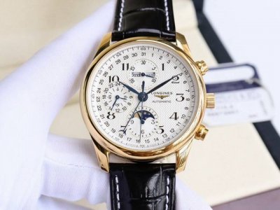 V7版名匠系列八针月相 升级版本 DDD 浪琴-名匠8针月相40Mm，浪琴名匠系列八针月相，316精钢表壳表链，月相盘跟跟原装一摸一样，内置上海全自动机械机芯改