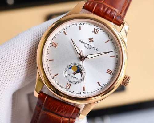 白 -金 。 爆款升级 百达翡丽Patek Philippe男士腕表．腕表月相系列,秉持了百达翡丽的一贯传统，更唯美的结合了6字位日历与被表友热捧的日月星相，无