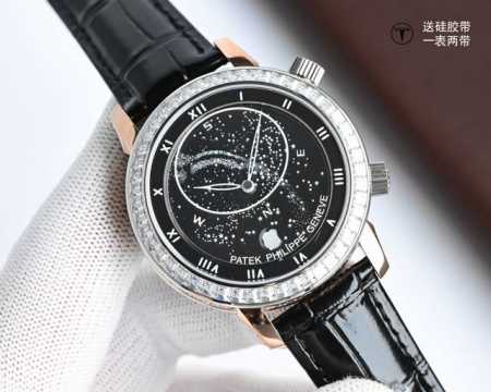 白 -金 钻+50 pp.百达翡丽星空5102pr 截本图下单即送胶带一副 一表两戴 怎戴都帅！ 市场最高版本 功能和机芯跟正品一样，采用Cal.240珍珠陀超 - 点击图像关闭