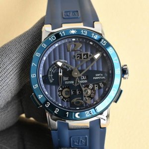 金+20 雅典-Ulysse Nardin巅峰热卖 精选男士腕表 直径44Mm厚15Mm 进口原装天津机械机芯 强化水晶玻璃镜面 316L不锈钢表壳 天然橡胶表