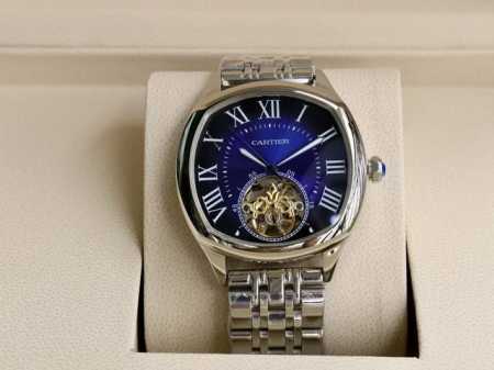 卡地亚-Cartier 方型男士腕表 顶级版316L精钢表壳，表带采用进口小牛皮表带，搭载全自动进口机械机芯，矿物质防刮镜面玻璃，尺寸：直径44Mm厚12Mm - 点击图像关闭