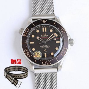 钢壳 钛壳 送尼龙带 ] V2升级版圈口咖啡色！市场唯一阳极氧化铝金属表圈、表盘！007电影无暇赴死 主题版腕表 Seamaster Diver 300M 00