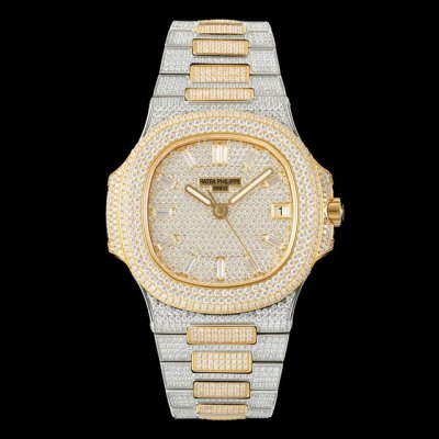 Amg 百达翡丽满天星 满钻 patek philippe 最新大镶钻圈口，pp百达Nautilus 5711 白金鹦鹉螺系列腕表。全新升级版本 双排大钻圈口，
