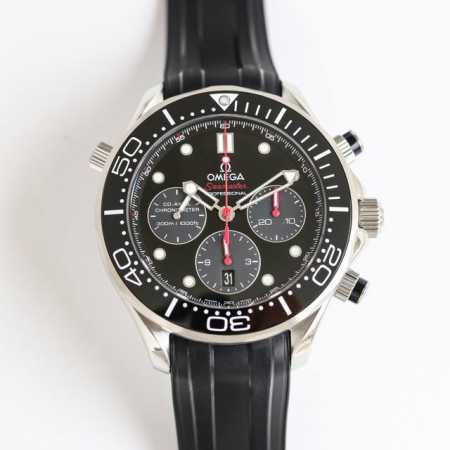 Sj出品 胶带款 钢带款 欧米茄 Omega 海马300米 Gr3 1：字盘面光泽度透亮 海马300系列 2：表壳拉沙细腻纹路线条不会出现断纹，圈口转动声音清脆 - 点击图像关闭