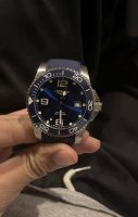 Longines浪琴康卡斯潜水系列自动机械机芯 日期显示 300米防水 男表 瑞表 41Mm 蓝色表盘 精钢陶瓷表壳 橡胶表带