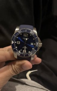 Longines浪琴康卡斯潜水系列自动机械机芯 日期显示 300米防水 男表 瑞表 41Mm 蓝色表盘 精钢陶瓷表壳 橡胶表带