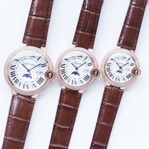 皮带白光 金 ；单排钻+20，双排钻+40 台湾厂出品三码合一 尺寸33mm 36mm 42mm，Cartier 卡地亚蓝气球系列：最新款石英表情侣对表，三针月