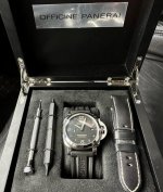 Panerai沛纳海 Luminor 庐米诺系列 自动机械机芯 小秒针 日期显示 男表 瑞表 44Mm 黑色表盘 精钢表壳 鳄鱼皮表带 Pam01312