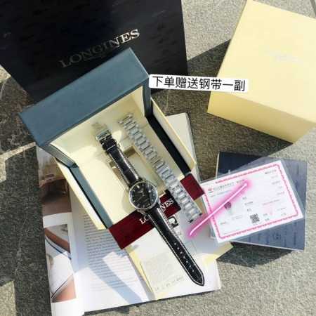 顶级牛货 浪琴 名匠真钻款 原装 百年经典 超薄设计风格呈现佩戴者腕上十足的简约品质 原装美洲鳄鱼皮表带 赠送钢带 表径40Mm 银色三折式安全表扣和按压式开启 - 点击图像关闭