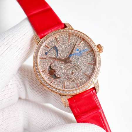 Tw出品 白钻 金钻 钻面200 江诗丹顿 Vc Gv1 传袭系列 月相腕表搭配直径36毫米 圆形白金表壳，表圈、表耳和表冠镶嵌了总重约1.2克拉的81颗美钻 - 点击图像关闭