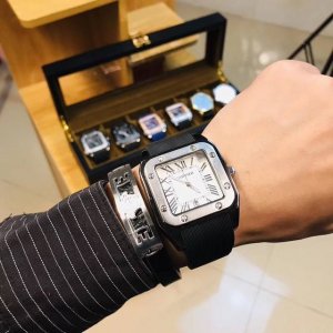 卡地亚 山度士 Cartier316钢壳，山度士进口石英机芯镀膜玻璃镜面男装 39Mm 男神必备 时尚 帅气 你值得拥有