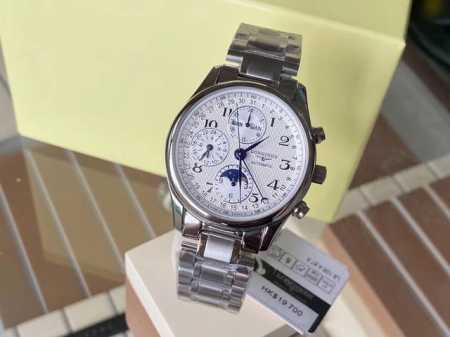 Longines浪琴 名匠系列 八针月相 功能和一样。表径40Mm厚度14.5Mm 316精钢表壳表链，月相盘原装细节99%一致，7751自动机械计时机芯，蓝宝 - 点击图像关闭