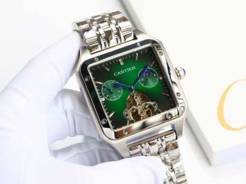 卡地亚-Cartier 方型男士腕表 顶级版316L精钢表壳，表带采用进口小牛皮表带，搭载全自动进口机械机芯，矿物质防刮镜面玻璃，尺寸：直径44Mm厚12Mm