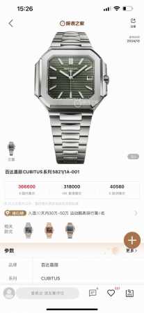 独家实拍图 百达翡丽Cubitus系列 5821 1Ar-001 Patek Philippe Swiss Movement 公价 544700 - 点击图像关闭